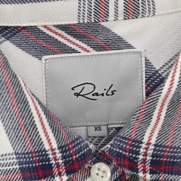 RAILS Womens Hunter Top Size XS Plaid White Scarlet Button Western Holiday Cozy - Picture 6 of 13